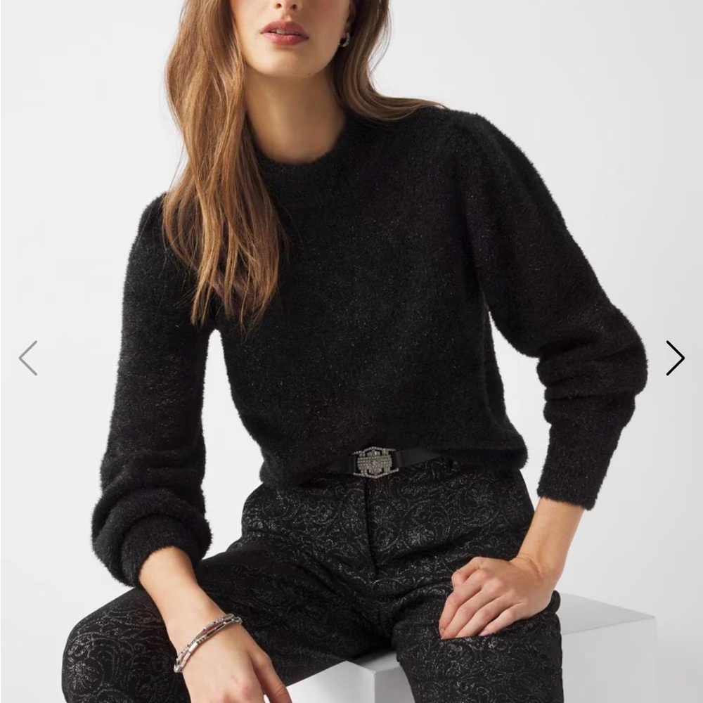 White House Black Market Black Crew Neck Sweater (Sparkle)